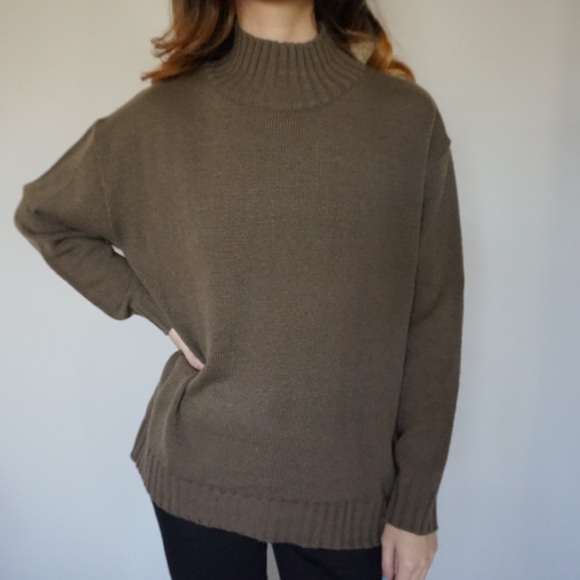 Justone Taupe/Greyish brown Mockneck Sweater - Picture 4 of 4